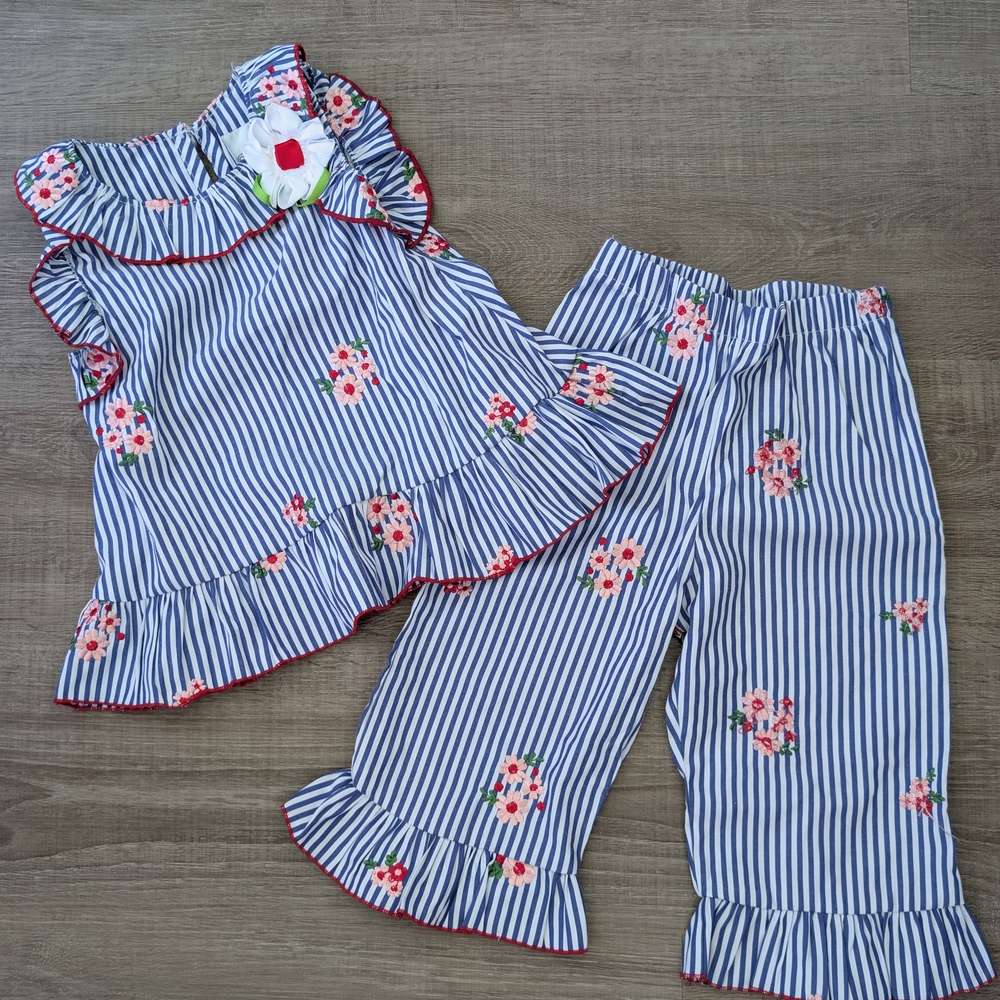 Rare Editions Blue and White Striped Outfit